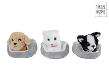 Afbeelding in Gallery-weergave laden, Roos Nobels ❤️ Take Me Home - hond of poes in mand 12cm - zwart/wit hondje