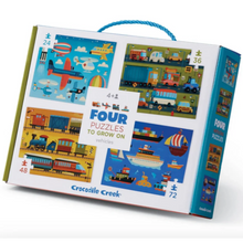 Afbeelding in Gallery-weergave laden, Crocodile Creek - Four Puzzles To Grow On - Voertuigen