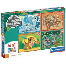 Afbeelding in Gallery-weergave laden, Clementoni legpuzzel 4 in 1 Jurassic World - 12, 16, 20, 24 stukjes