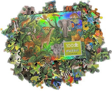 Afbeelding in Gallery-weergave laden, Crocodile Creek Holographic Foil puzzel 5+ 100 stukjes - Jungle Paradijs