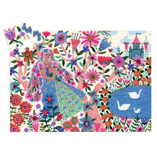 Afbeelding in Gallery-weergave laden, Djeco silhouette puzzel 36 stukjes - De prinses en de pauw - DJ07300