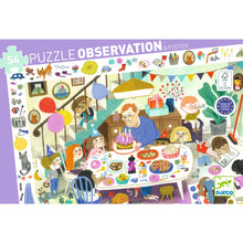 Afbeelding in Gallery-weergave laden, Djeco observatiepuzzel / zoekpuzzel Het verjaardagsfeest 54 stukjes - DJ07566