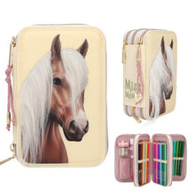 Afbeelding in Gallery-weergave laden, Depesche Miss Melody 3-vaks etui met paardenhoofd - 13975