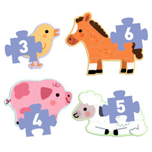 Afbeelding in Gallery-weergave laden, Djeco Primo puzzel 3,4,5,6 stukjes - Op de boerderij - DJ07153