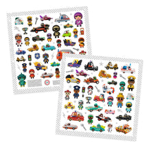 Afbeelding in Gallery-weergave laden, Djeco set 160 metallic stickers - De wereld van CRAZY MOTORS - DJ09287