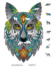 Afbeelding in Gallery-weergave laden, Eureka 2D Rainbow houten puzzel Wolf - 180 stukjes