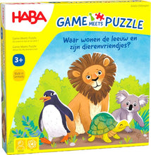 Afbeelding in Gallery-weergave laden, Haba spel en puzzel 3+ Waar wonen de leeuw en zijn dierenvriendjes - 2011724003