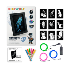 Afbeelding in Gallery-weergave laden, Kidywolf KIDYNEON - kit voor lichtgevende wanddecoratie - Pack 9 borden/3 neon draden