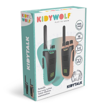 Afbeelding in Gallery-weergave laden, KIDYWOLF set Walkie Talkie KidyTalk - set Nude / Cyaan (roze/groen)