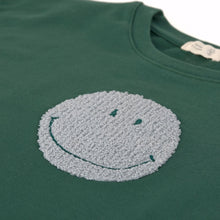 Afbeelding in Gallery-weergave laden, Lässig sweater GOTS Smile dark green - maat 110/116, 4-6 jaar