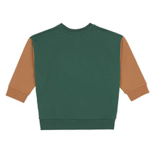 Afbeelding in Gallery-weergave laden, Lässig sweater GOTS Smile dark green - maat 110/116, 4-6 jaar