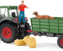 Afbeelding in Gallery-weergave laden, Schleich Farm World Tractor met aanhanger - 42608