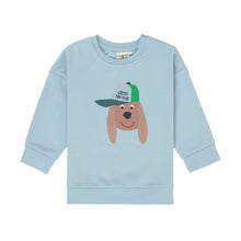 Afbeelding in Gallery-weergave laden, Lässig kinder sweater GOTS hond zachtblauw - maat 74/80