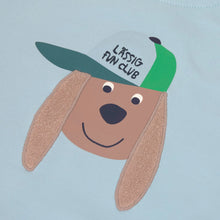 Afbeelding in Gallery-weergave laden, Lässig kinder sweater GOTS hond zachtblauw - maat 74/80