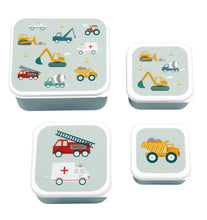 Afbeelding in Gallery-weergave laden, A Little Lovely Company - Lunch & snack box set - Voertuigen