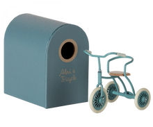 Afbeelding in Gallery-weergave laden, Maileg Abri à tricycle, driewieler voor muizen - Petrol blauw 11-3104-00