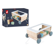 Afbeelding in Gallery-weergave laden, Janod Sweet Cocoon, houten trekkar Blokkenkar - J04407