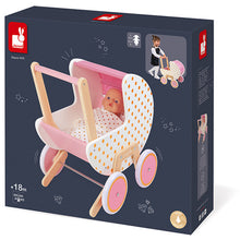 Afbeelding in Gallery-weergave laden, Janod Candy Chic houten poppenwagen - J05886