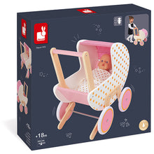 Afbeelding in Gallery-weergave laden, Janod Candy Chic houten poppenwagen - J05886