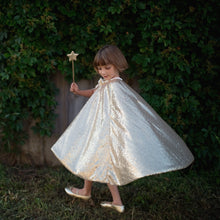 Afbeelding in Gallery-weergave laden, Great Pretenders verkleedcape Gracious Gold gouden glitter cape, maat 4-6 jaar