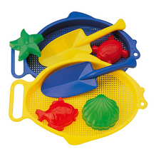 Afbeelding in Gallery-weergave laden, Androni Zeef vis met 2 zandvormen en schepje strandset