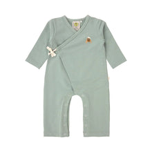 Afbeelding in Gallery-weergave laden, Lässig romper pyjama / kruippakje GOTS granietgroen - maat 62/68
