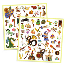 Afbeelding in Gallery-weergave laden, Leon Van der Straeten 🩵  Djeco metallic stickers Middeleeuwse Fantasie - DJ09277

