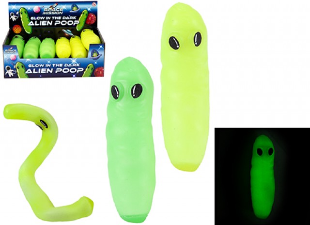 Alien stretch Ruimtepoep met Ogen Glow in the Dark - 14 cm