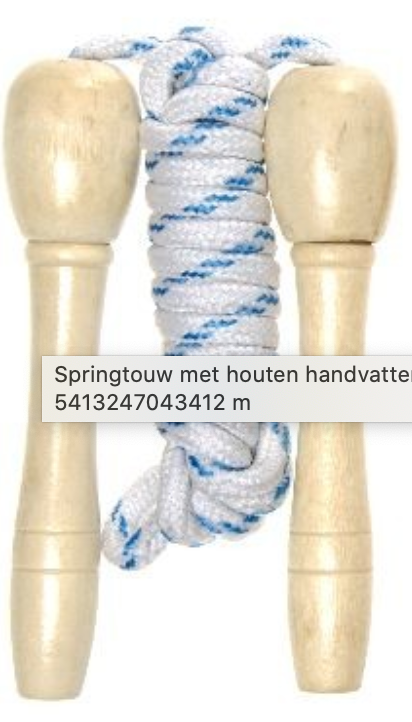 Springtouw met houten handvatten - blauw