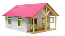 Afbeelding in Gallery-weergave laden, Kids Globe paardenstal hout met 2 boxen en berging roze 1:24
