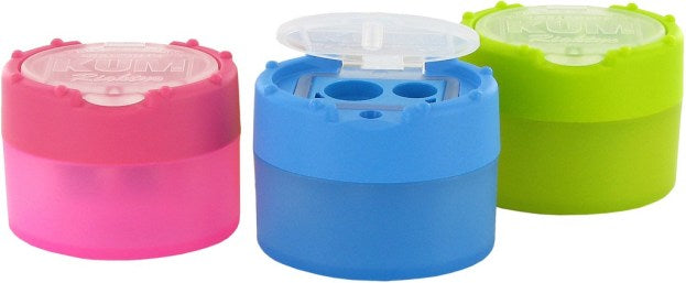 KUM: 2-gaats slijper uit plastic met opvangbakje, Ø 8mm en Ø 11mm - Click-Snap K2