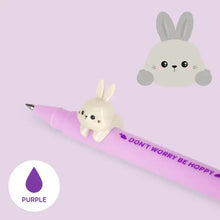 Afbeelding in Gallery-weergave laden, Legami Gel Pen with "Don't Worry Be Hoppy" Bunny Animal Decoration - Lovely Friends
