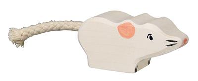 Holztiger houten dier Witte muis - 80541