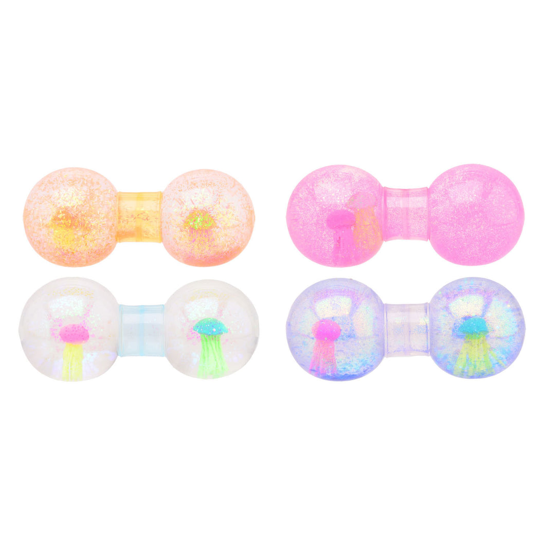 Fidget toy glitter dumbbell met kwal - squeeze squishy