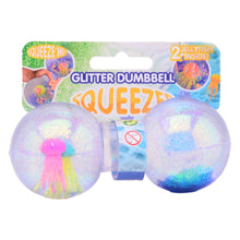 Afbeelding in Gallery-weergave laden, Fidget toy glitter dumbbell met kwal - squeeze squishy
