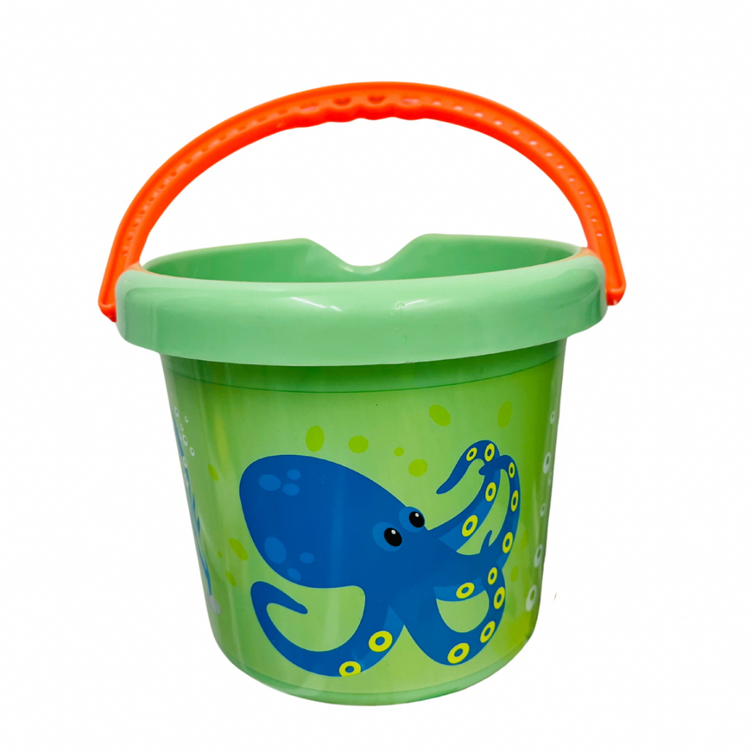 Strandemmer emmertje afmeting 17 x 15 x 13 cm - groen met octopus