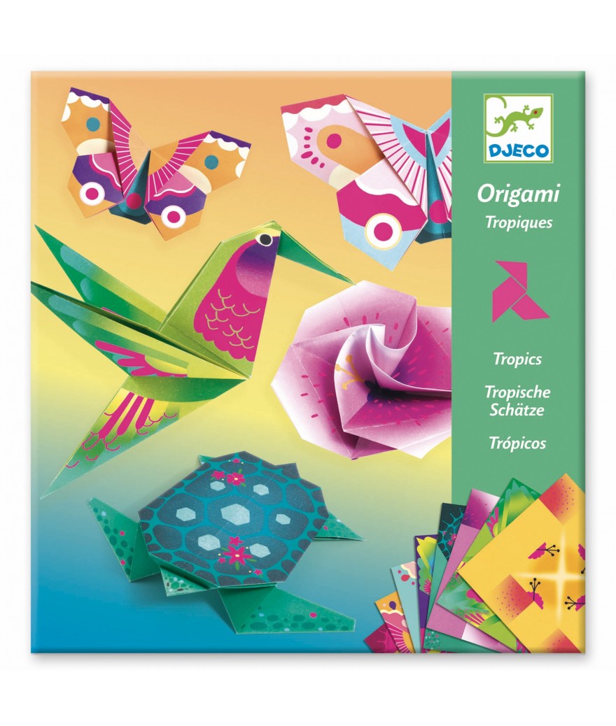 Elise 💝 Djeco origami knutselset Tropics, tropische dieren en bloemen - DJ08754