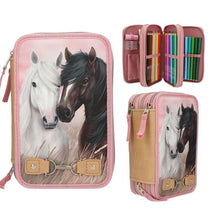 Afbeelding in Gallery-weergave laden, Annerose Bral 💜 Depesche Miss Melody 3-vaks etui DUSTY ROSE paarden - 13187
