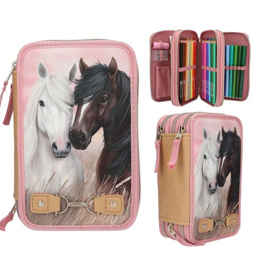 Annerose Bral 💜 Depesche Miss Melody 3-vaks etui DUSTY ROSE paarden - 13187