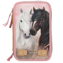 Afbeelding in Gallery-weergave laden, Annerose Bral 💜 Depesche Miss Melody 3-vaks etui DUSTY ROSE paarden - 13187
