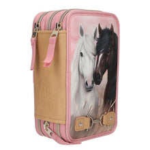 Afbeelding in Gallery-weergave laden, Annerose Bral 💜 Depesche Miss Melody 3-vaks etui DUSTY ROSE paarden - 13187
