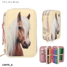 Afbeelding in Gallery-weergave laden, Depesche Miss Melody 3-vaks etui met paardenhoofd - 13975

