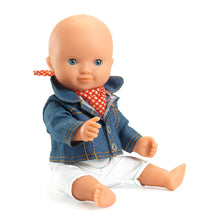 Afbeelding in Gallery-weergave laden, Djeco Pomea poppenkleding Outfit Blue jacket - DJ07773
