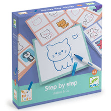 Afbeelding in Gallery-weergave laden, Djeco Step by step - leren tekenen Baby &amp; Co Babydieren - DJ08246
