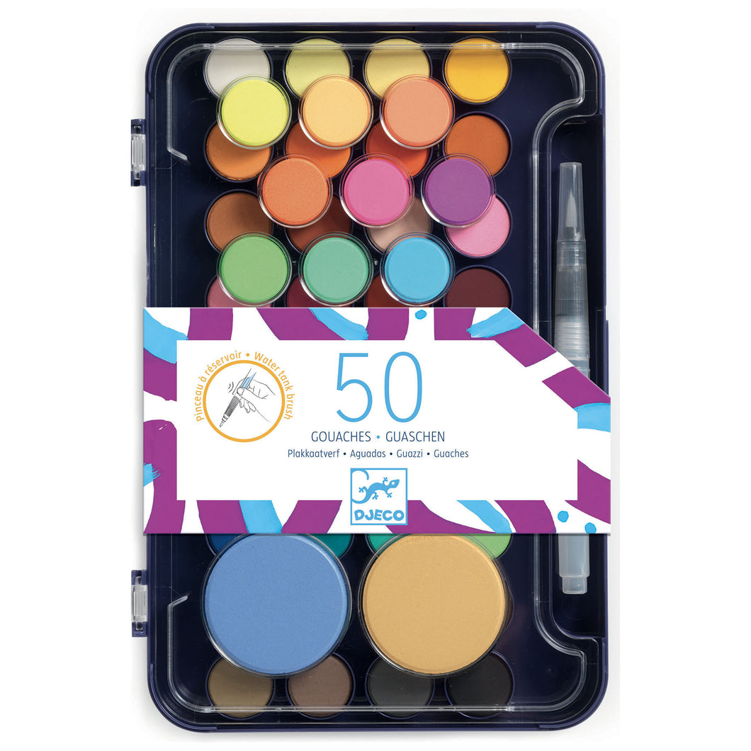 Djeco plakkaatverf palet 50 kleuren Artist’s palette - DJ09784