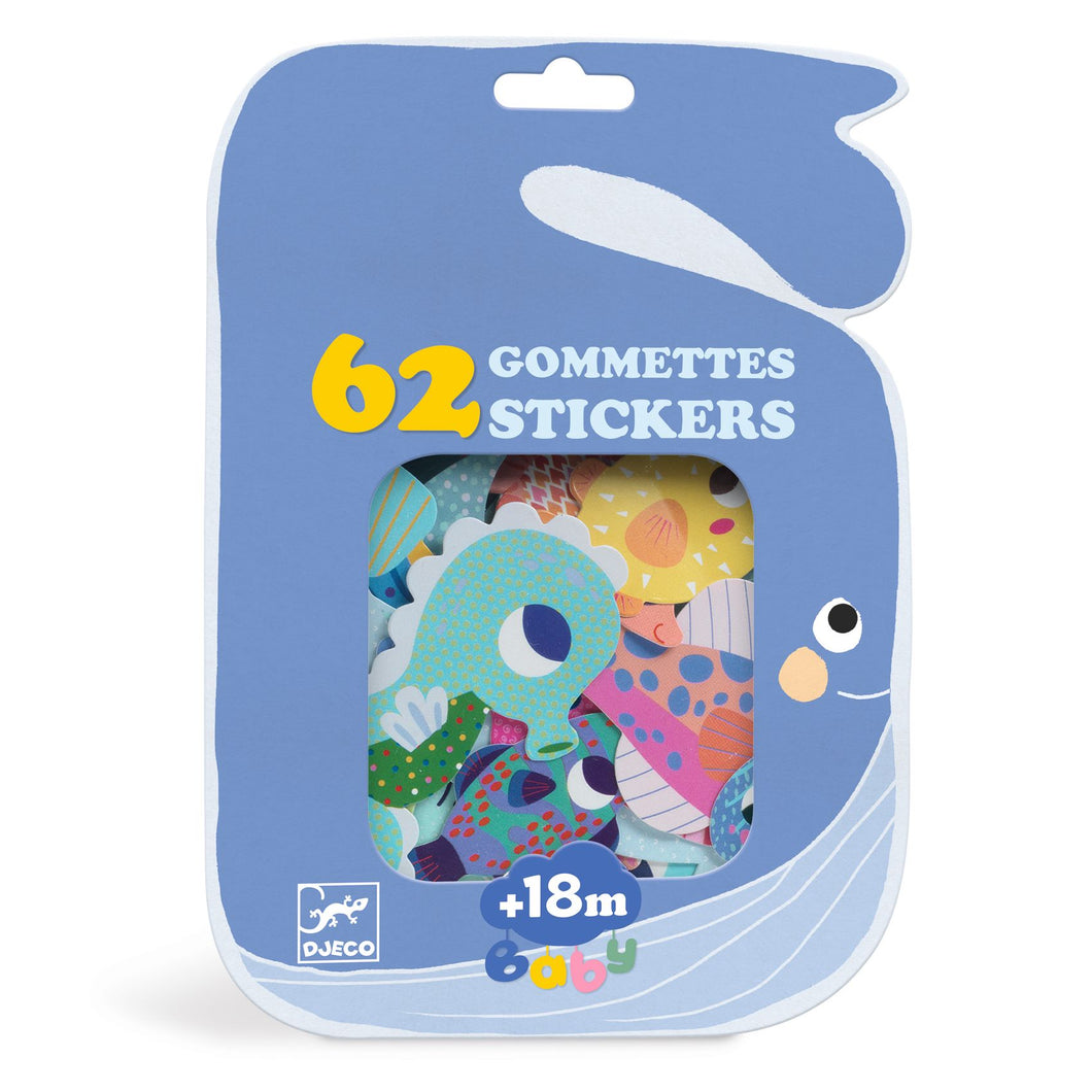 Djeco stickerset Zeedieren set 62 stuks - DJ00057