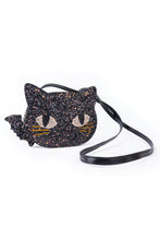 Afbeelding in Gallery-weergave laden, Great Pretenders - Cat's Meow Black Chunky Glitter Kitty Purse
