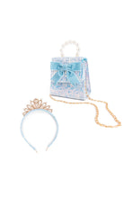 Afbeelding in Gallery-weergave laden, Great Pretenders - The Mademoiselle Mini Purse tas met tiara haarband - blauw
