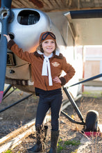 Afbeelding in Gallery-weergave laden, Great Pretenders Pionier pilotenjas met hoed en sjaal, maat 5-6 jaar
