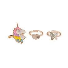 Afbeelding in Gallery-weergave laden, Great Pretenders Boutique Butterfly &amp; Unicorn ring, set 3 stuks
